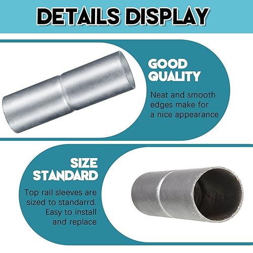 Tandefio 8 PCS Top Rail Sleeve Galvanized Steel Chain Link Fence - Image 4