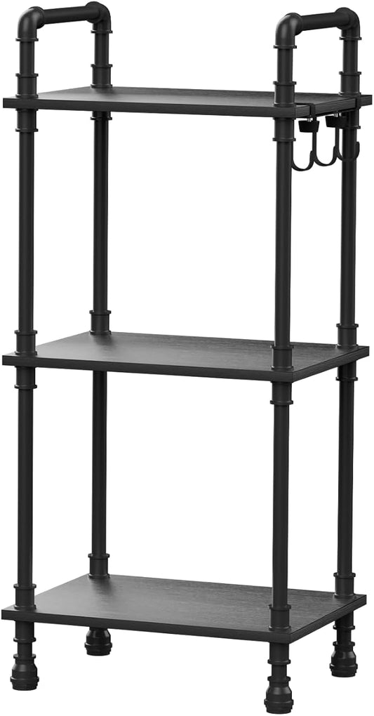 Aduanbang 4-Tier Industrial Pipe Ladder Shelf, Vintage Style Bookshelf, Freestanding Storage Rack Organizer for Living Room, Bedroom, Kitchen (Black(3-Tier))