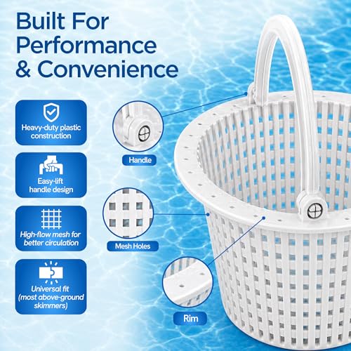 Pool Skimmer Basket 2 Pack - Pivot Handle - 6.15 in - Plastic - Image 4