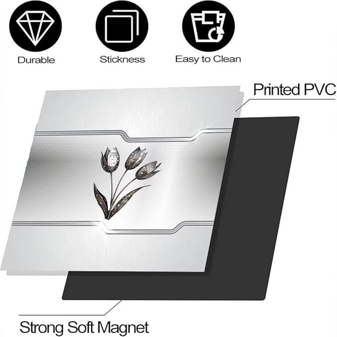 Silver Stainless Steel Effect Dishwasher Magnetic Cover Personalized Metal Flowers Universal Panel Decal for Refrigerator Magnet 23 x 17 Inch Home Kitchen Fridge Magnets