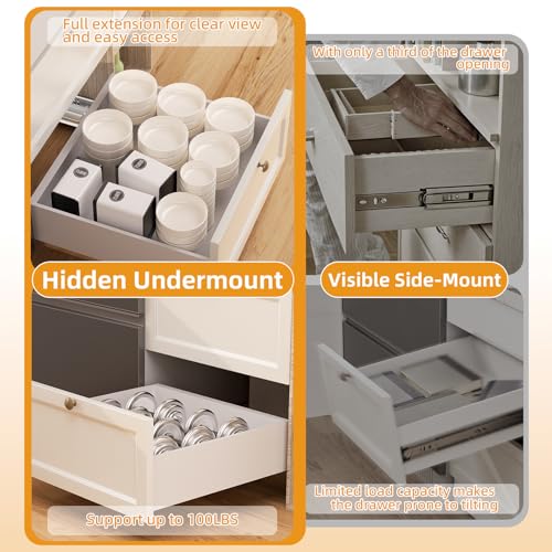 12 15 18 21 Inch Undermount Soft Close Drawer Slides, Full - Image 4