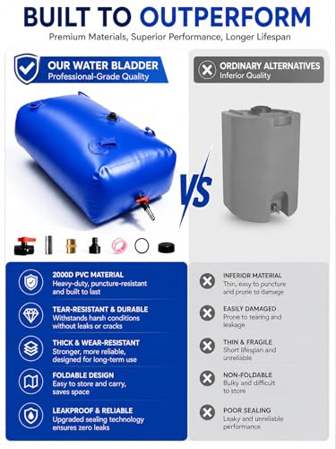 63 Gallon Water Bladder Tank, 2000D PVC Portable Water - Image 5