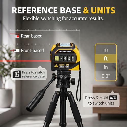 4-in-1 Laser Distance Meter, 328FT Laser Tape Measure & 16FT - Image 5