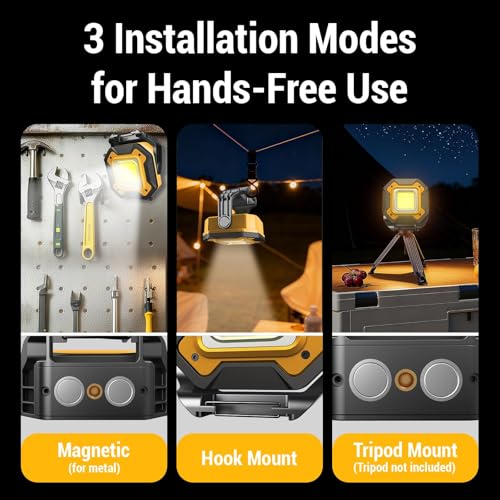 Rechargeable LED Work Light, 6000mAh 16 Hours Long-Lasting - Image 5