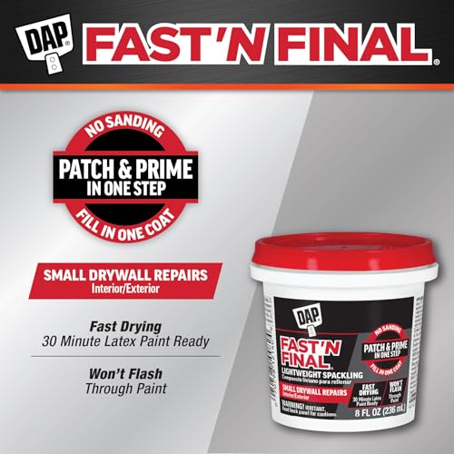 DAP Fast 'N Final Lightweight Spackling, White, 8 Oz (7079812140) - Image 4