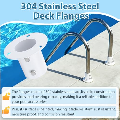 2Pack NE1228PR 304 Stainless Steel Deck Flange(White)for Pool - Image 7