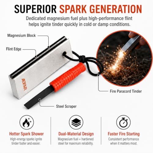 2 Pack Magnesium Fire Starter Kit with Scraper and Whistle - Image 4