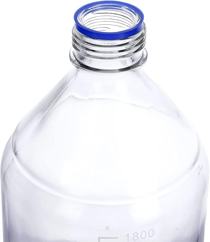 Lab Media Storage Round Bottles Graduated Glass Container GL45 Screw Cap Leakproof Multi-Purpose for Scientific | pack of 1 (Blue,2000ml)
