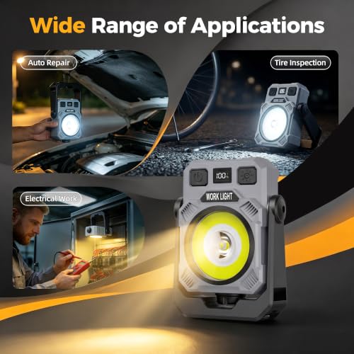 Magnetic Rechargeable Work Light, 2Pack 4000mAh Mechanic Light Up - Image 8