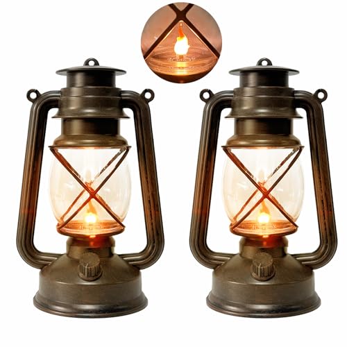 2 Pack LED Vintage Lantern Battery Powered Lanterns - Image 2