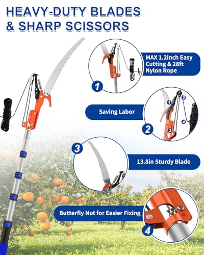 26FT Reach Pole Saw, Telescoping Tree Trimmer with 5-20FT - Image 5