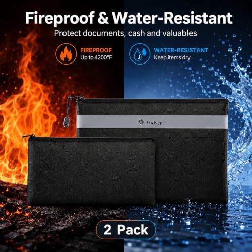 Fireproof Money Bag for Cash, 2 Pack Fire Proof Bag for Documents - Image 4