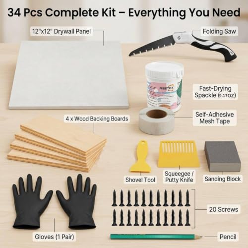 Drywall Repair Kit，34 Pcs 12x12inch Wall Patch Kit | Home Repair - Image 5