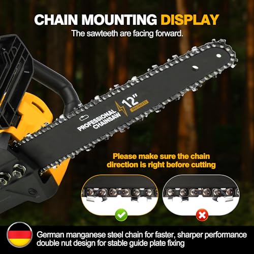 12" Electric Chainsaw Cordless, 20V Battery Powered - Image 7