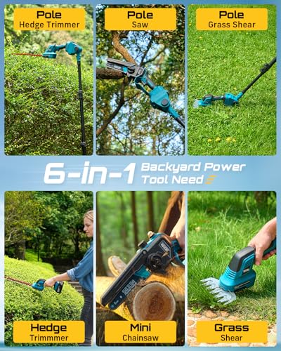 SEESII 6-in-1 Cordless Pole Saw & Hedge Trimmer Combo - Image 3