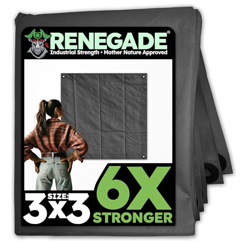 Renegade Heavy Duty Waterproof Tarp, 3 x 3 ft, Black - Image 2