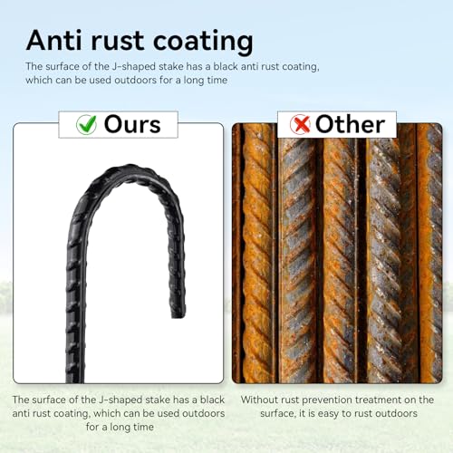 12 Inch J-Hook Rebar Stakes, HeavyDuty Anti-Rust Ground - Image 6