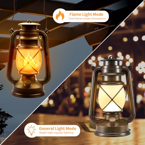 2 Pack Bronze Battery-Powered LED Lanterns with Flickering Flame - Image 7