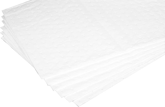 AAIN 50 PCS Oil Absorbent Pads/Mats, 15x20 in White Heavy Weight Oil- Only Absorbent Pad,Used for Oil Spill Cleaning in Garage Workshop, Reusable, Washable, Durable