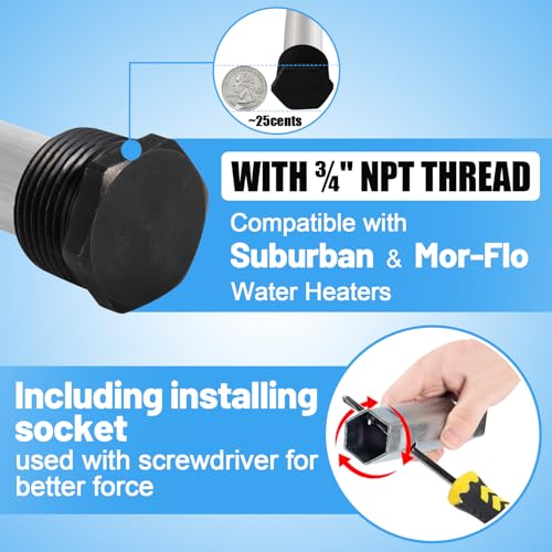 5Pcs RV Water Heater Anode Rod & Flush Wand & Element | Hand Tools - Image 6