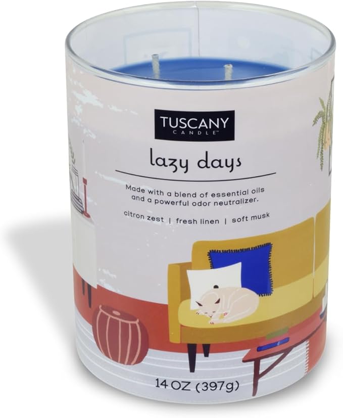 Tuscany Candle Lazy Days: Linen Scented Pet Odor Neutralizing Candle, 14 oz