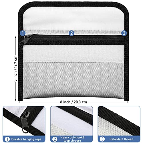 Leinuosen 6 Pack Fireproof Money Bag 8 x 5 Inch,Black and Silvery - Image 3