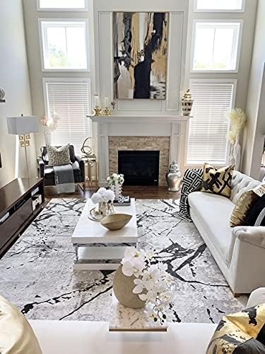 SAFAVIEH Amelia Collection Runner Rug - 2' x 16', Grey & Black, Modern Abstract Design, Non-Shedding & Easy Care, Ideal for High Traffic Areas in Living Room, Bedroom (ALA293K)