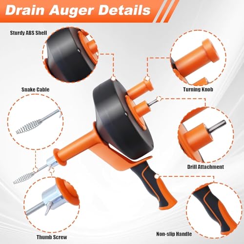 Drain Auger 33ft Drain Clog Remover with Drill Adapt | Drain Care - Image 5
