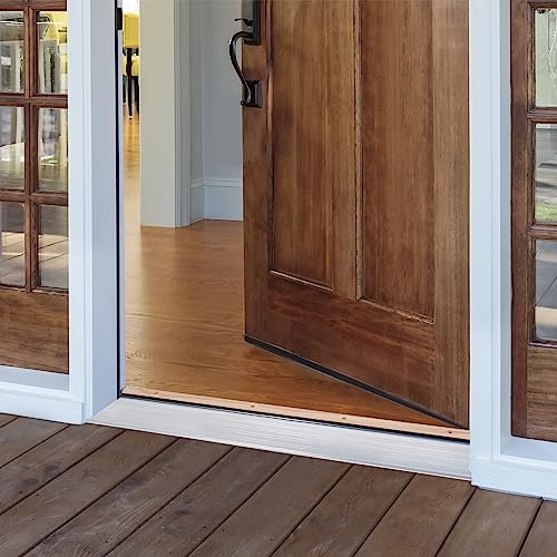 MD Building Adjustable Aluminum & Hardwood Threshold, Silver - Image 5