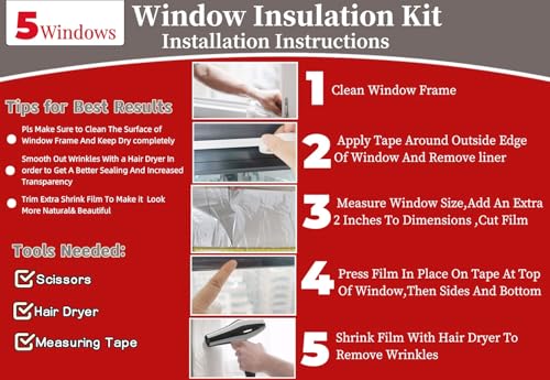 5-Window Shrink Film Window Insulation kit（62-Inch x 210-Inch） - Image 3