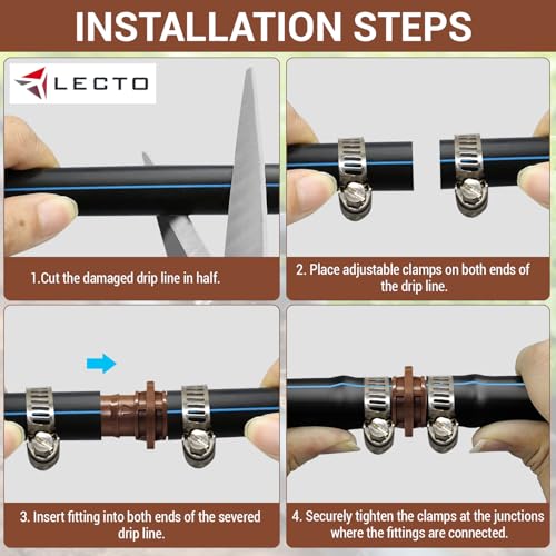 LECTO Universal 5/8", 1/2",.700" Drip Line Repair & | Home Repair - Image 3