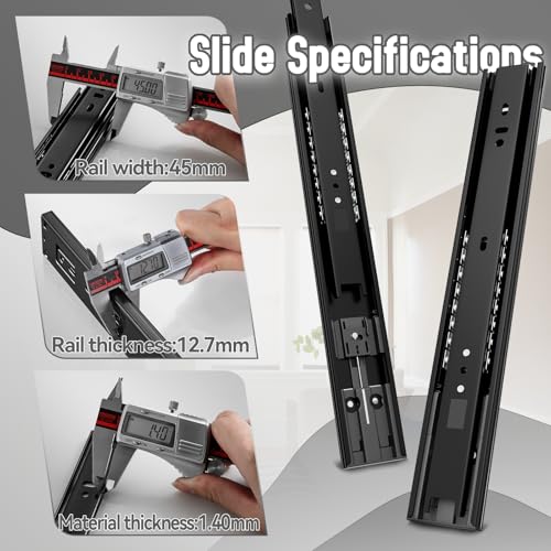1 Pair 12 inch Soft Close Drawer Slides Side Mount Rails - Image 5