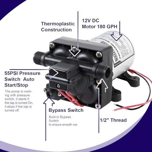 RV Water Pump 12 Volt DC 3.0GPM 55PSI Replacement | Kitchen Essentials - Image 5
