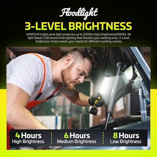 WARSUN Rechargeable COB LED Work Light-Magnetic Hands-Free - Image 3