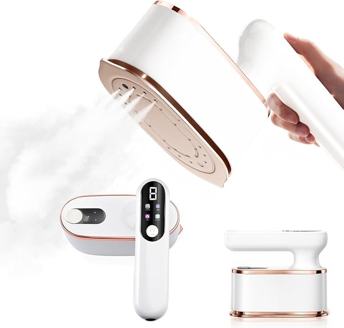 Steamer for Clothes, 1200W Portable Travel Steamer Iron Handheld Garment Wrinkle Remover 15s Heat-up Rotatable Head 110ml Water Tank with Measuring Cup for Home Office Traveling Trips