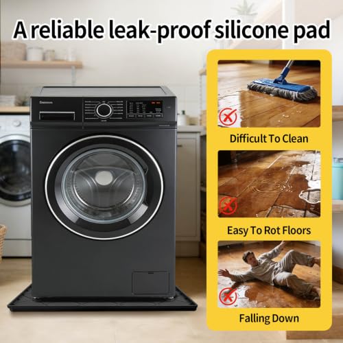 32" x 30" Foldable Washing Machine Drain Pan Silicone Mat,Black - Image 5