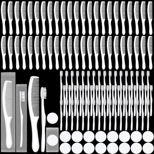 Hushee 300 Pcs Disposable Toothbrush Comb Towel Set - Image 2