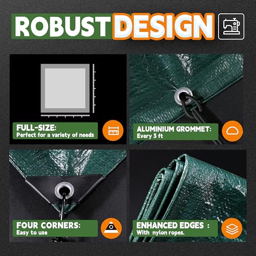 RAINDEWAY Green Tarp 10x12 Feet,5.5Mil Multipurpose Waterproof - Image 5