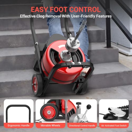 MAXSA Drain Cleaner Machine, 100 ft x 3/4 Inch Auto Feed Sewer - Image 4