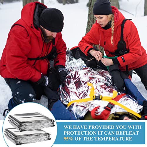 100 Pack Emergency Thermal Blankets Foil Space, Silver - Image 8