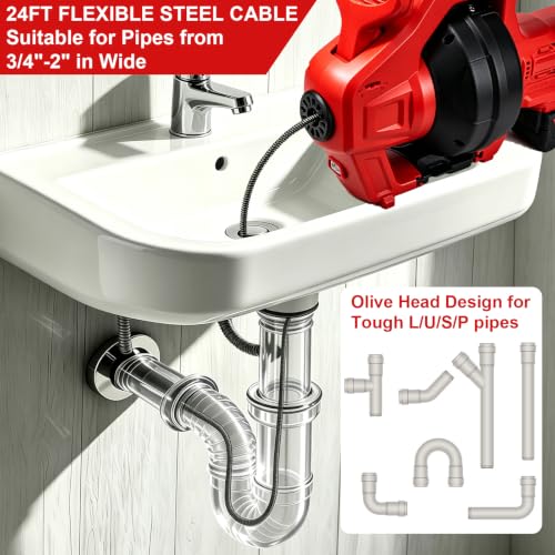 Cordless Drain Snake Compatible with Mil-waukee 18V - Image 3