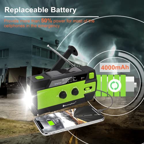 RunningSnail Emergency Crank Radio with 3-Mode Flashlight & - Image 5