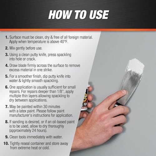 DAP Patch-N-Paint Lightweight Spackling, White, 8 Oz (7079801602) - Image 4