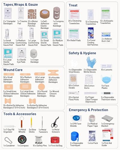 KAUGIC 500PCS First Aid Kit for Travel, Camping, Home - Image 5