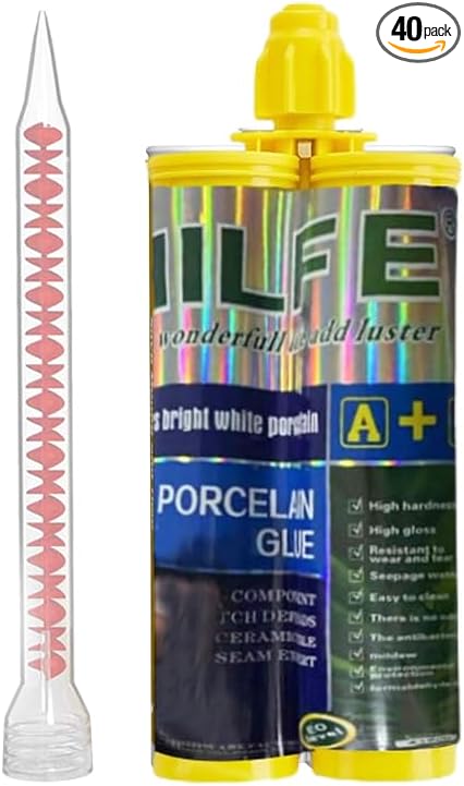 Epoxy Grout Porcelain White , Waterproof Auto-mix Dual Tubes Tile Grout 19 oz 410ml, Reconstruct Grout Line for Shower Bathroom Kitchen Swimming Pool, Wall and Floor，Caulk Gun NOT Included (1, White)