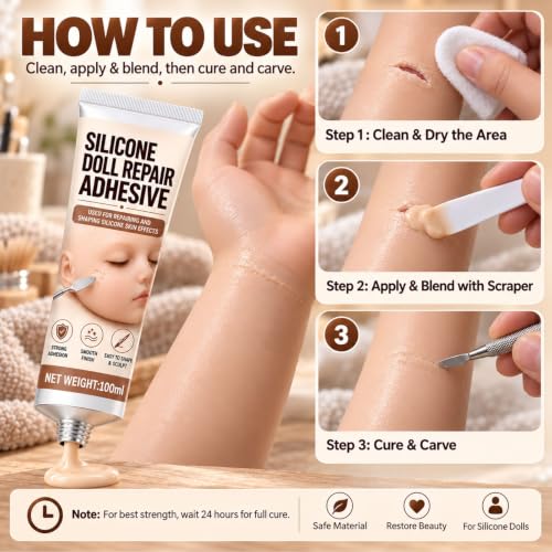 Silicone Adhesive Glue for Doll Repair, Skin Tone Soft 100ml - Image 6