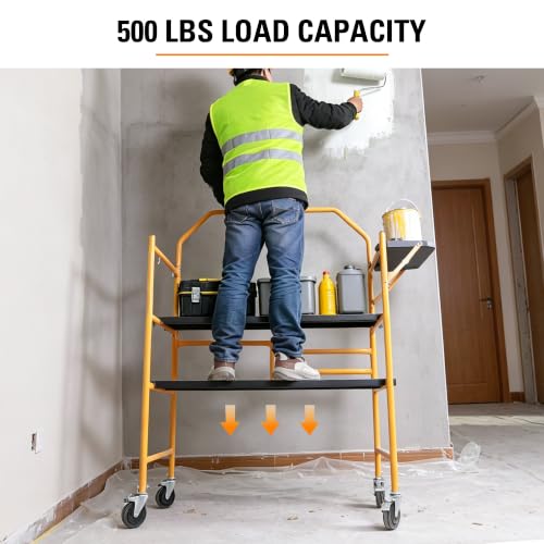 4FT Portable Rolling Scaffolding 500 lbs Capacity Folding - Image 7