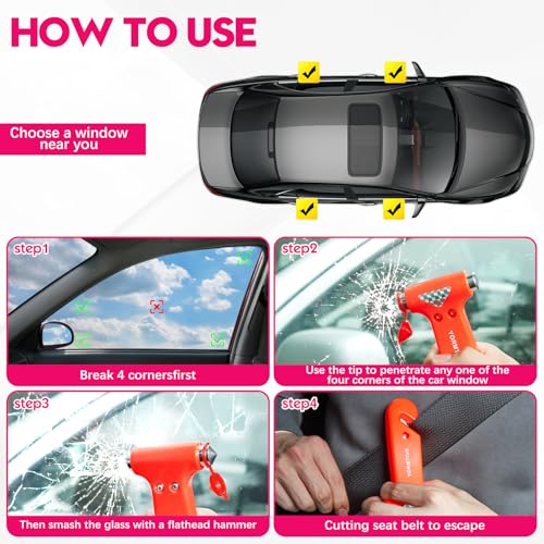 Car Safety Hammer with Seatbelt Cutter & Window Breaker, 2 Pack - Image 6