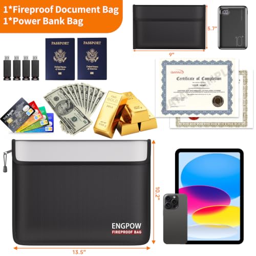 ENGPOW Fireproof Document Bag (13.5"x10.2") with Bonus Pouch - Image 3