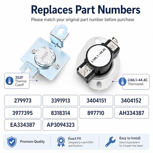279973 Dryer Thermal Cut-Off Fuse Kit Replacement | Laundry & Clothing - Image 7